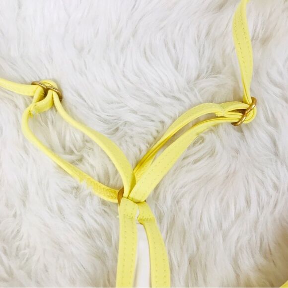L*SPACE Pamela Racerback Bikini Top White Yellow Colorblock Bralette Size XL New - Picture 6 of 9